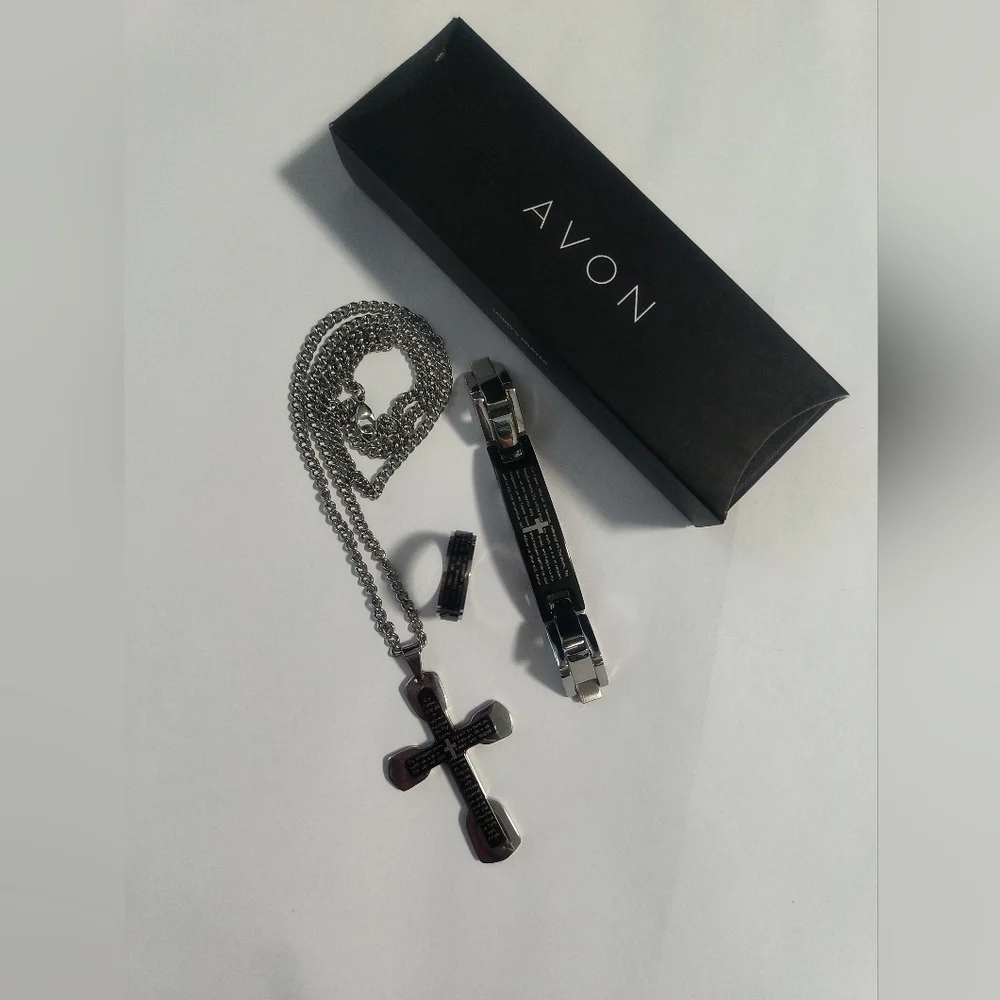 Vtg Men Lord's Prayer Stainless Steel Set